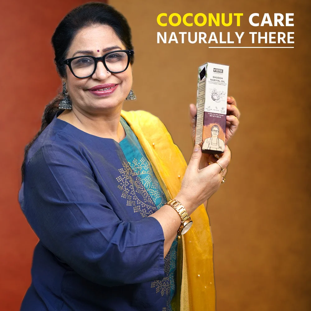 MYKK Shuddh Nariyal Oil 200ml & Hair Damage Control Cleanser Shampoo 200ml Combo | 100% Virgin Cold Pressed Coconut Oil for Skin, Hair & Massage with Damage Repair Shampoo - Image 3