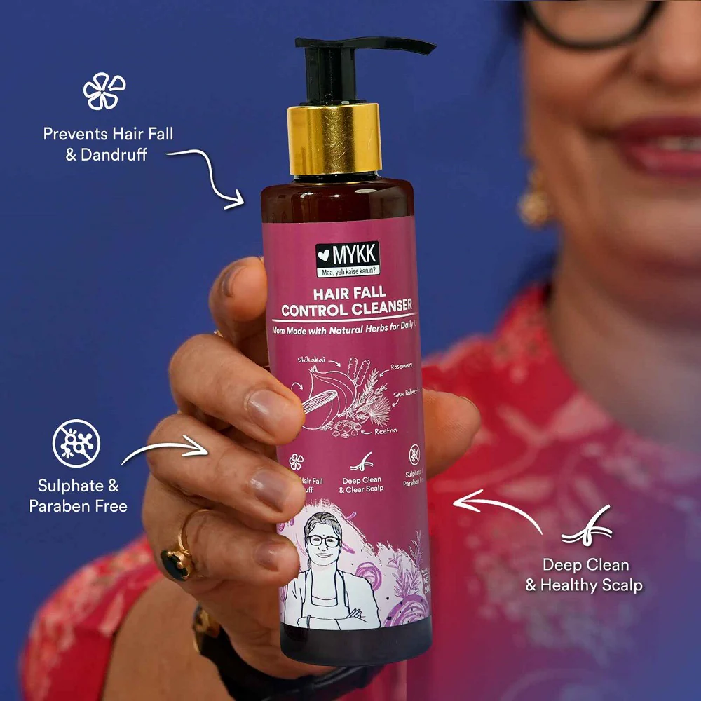 MYKK Shuddh Nariyal Oil 200ml & Hair Fall Control Cleanser Shampoo 200ml Combo | 100% Virgin Cold Pressed Coconut Oil for Skin & Hair with Anti-Hair Fall Shampoo - Image 2